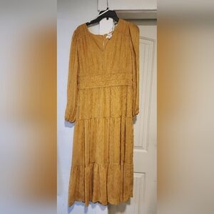 Nicole Miller Mustard Long Sleeve Dress